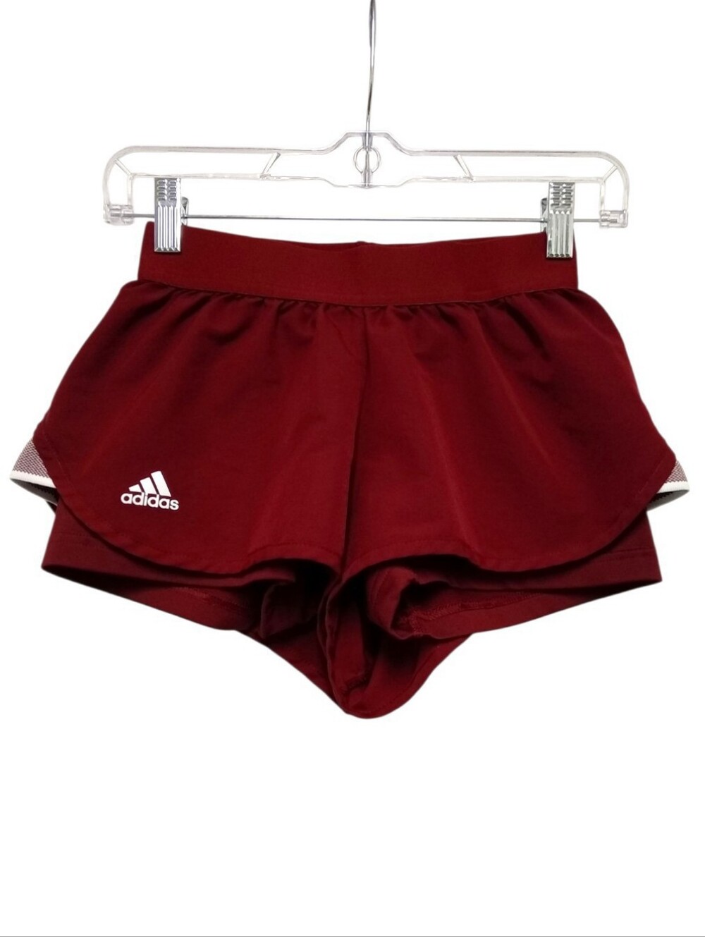 Adidas Women's Climalite 2-in-1 Layered Running Shorts Burgundy XS